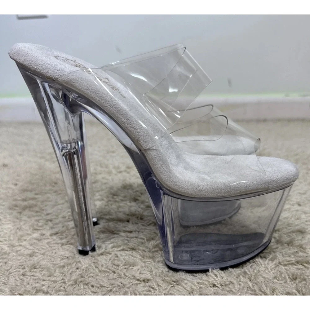 Pleaser Sky High 302 Clear Platform Heels Exotic Dancer Stripper Sexy Women's 8